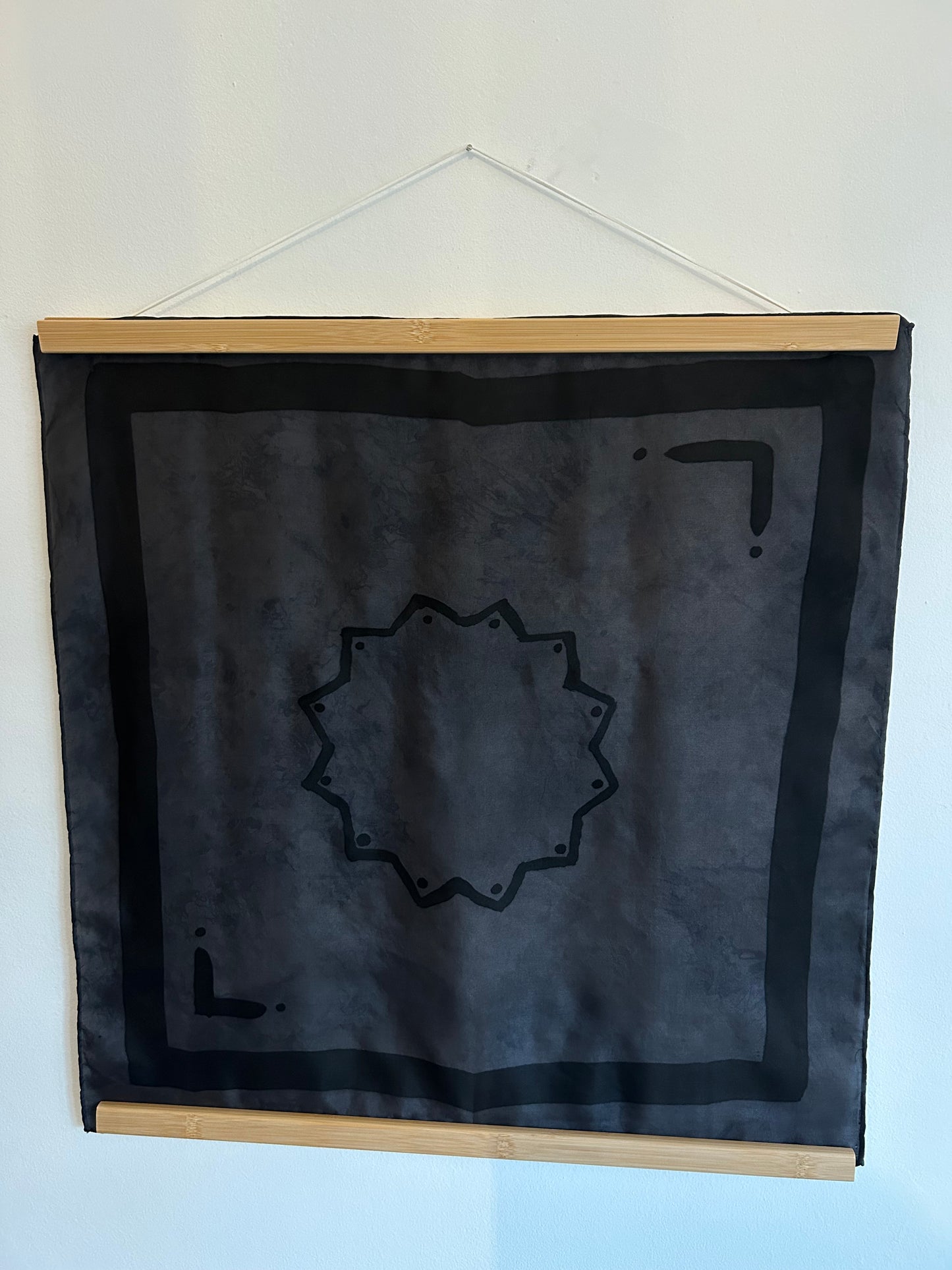 Silk Scarf Black Heart Chakra Mandala