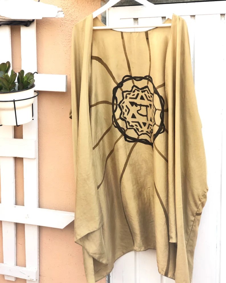Custom Silk Kimono Heart Chakra Green