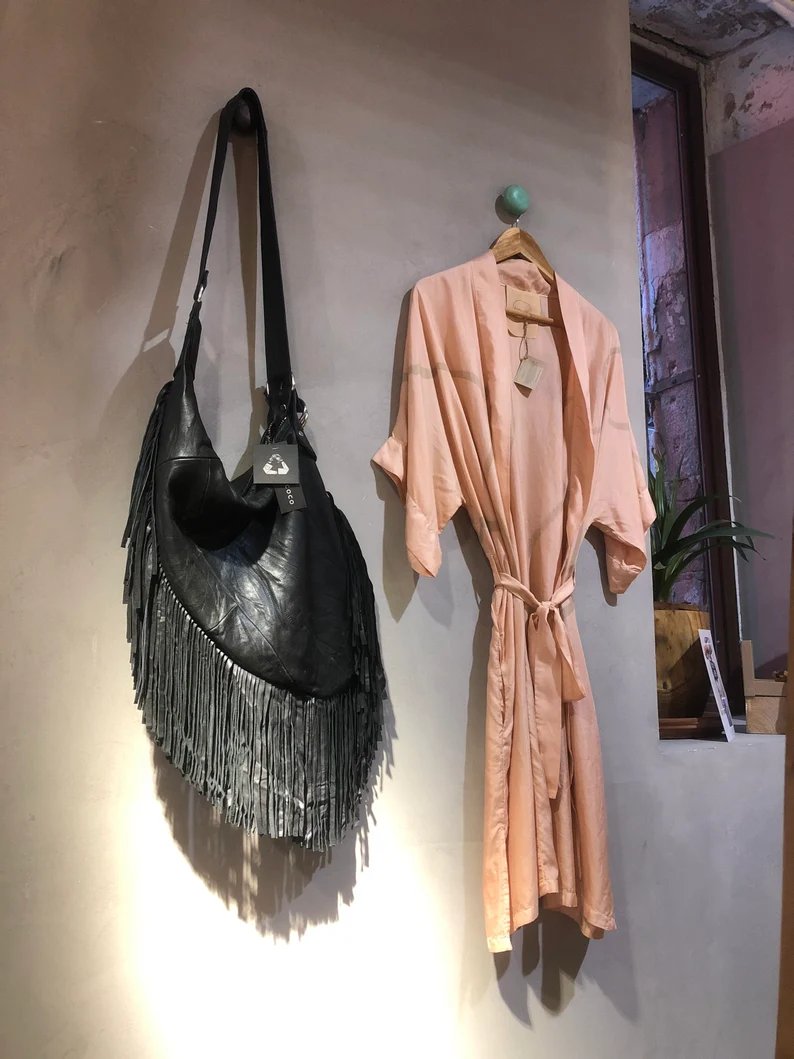 Custom Peignoir Kimono Salmon Roots