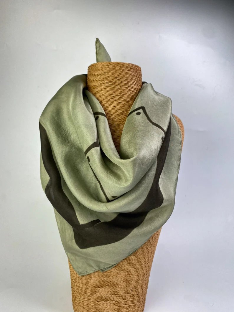 Custom Silk Scarf Green Heart Chakra Mandala