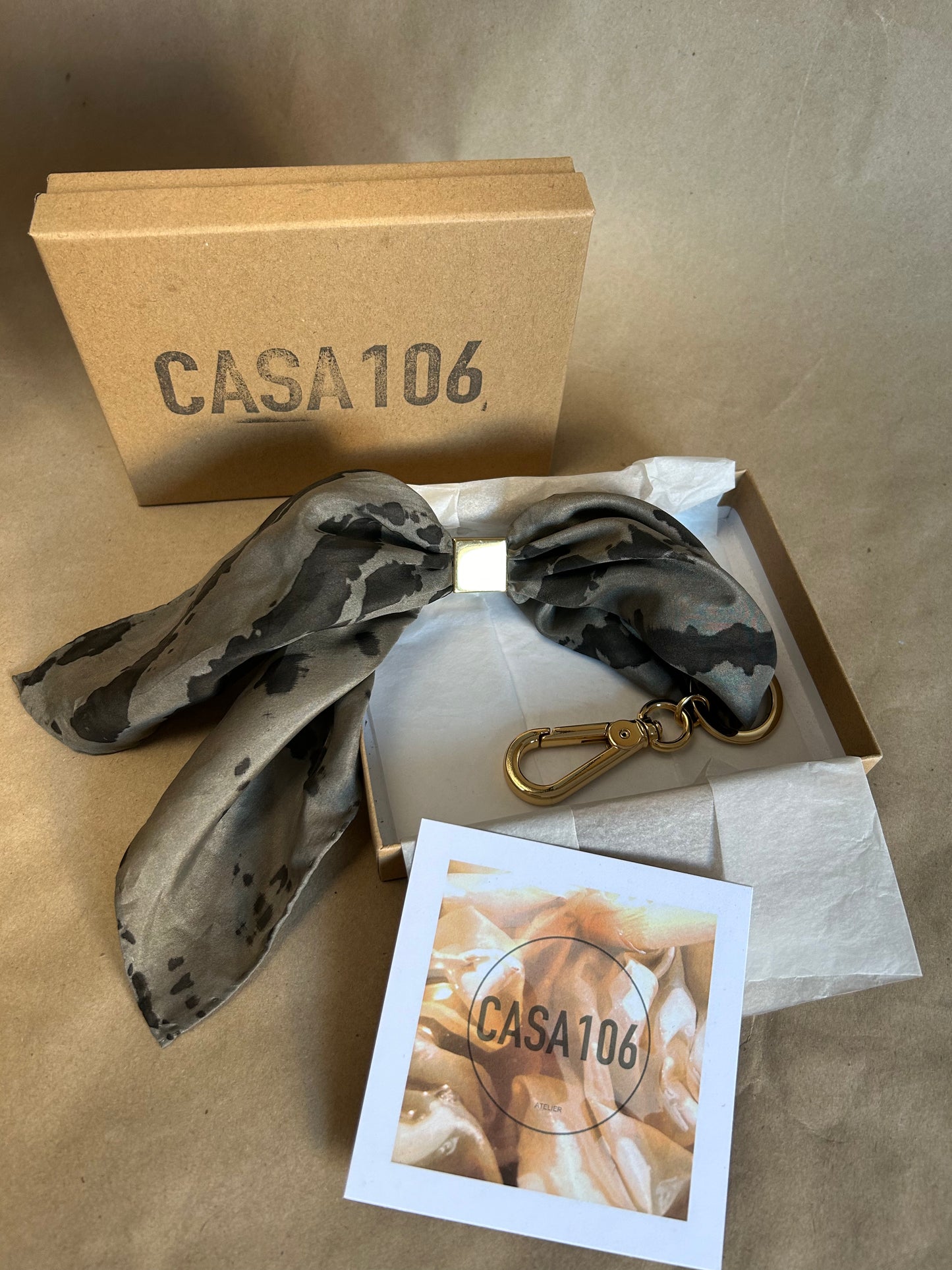 Silk Scarf with Keychain gray Logwood