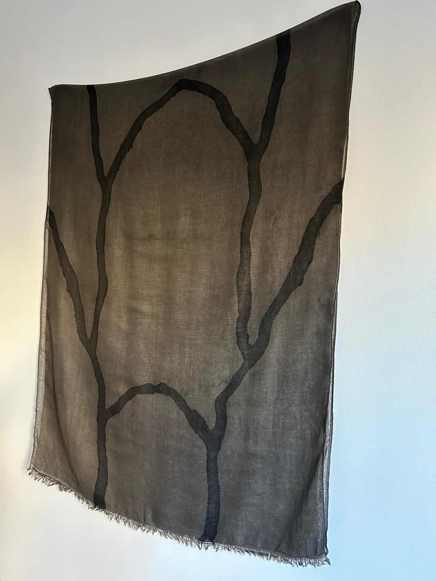 Wool and Silk Scarf Gray Roots