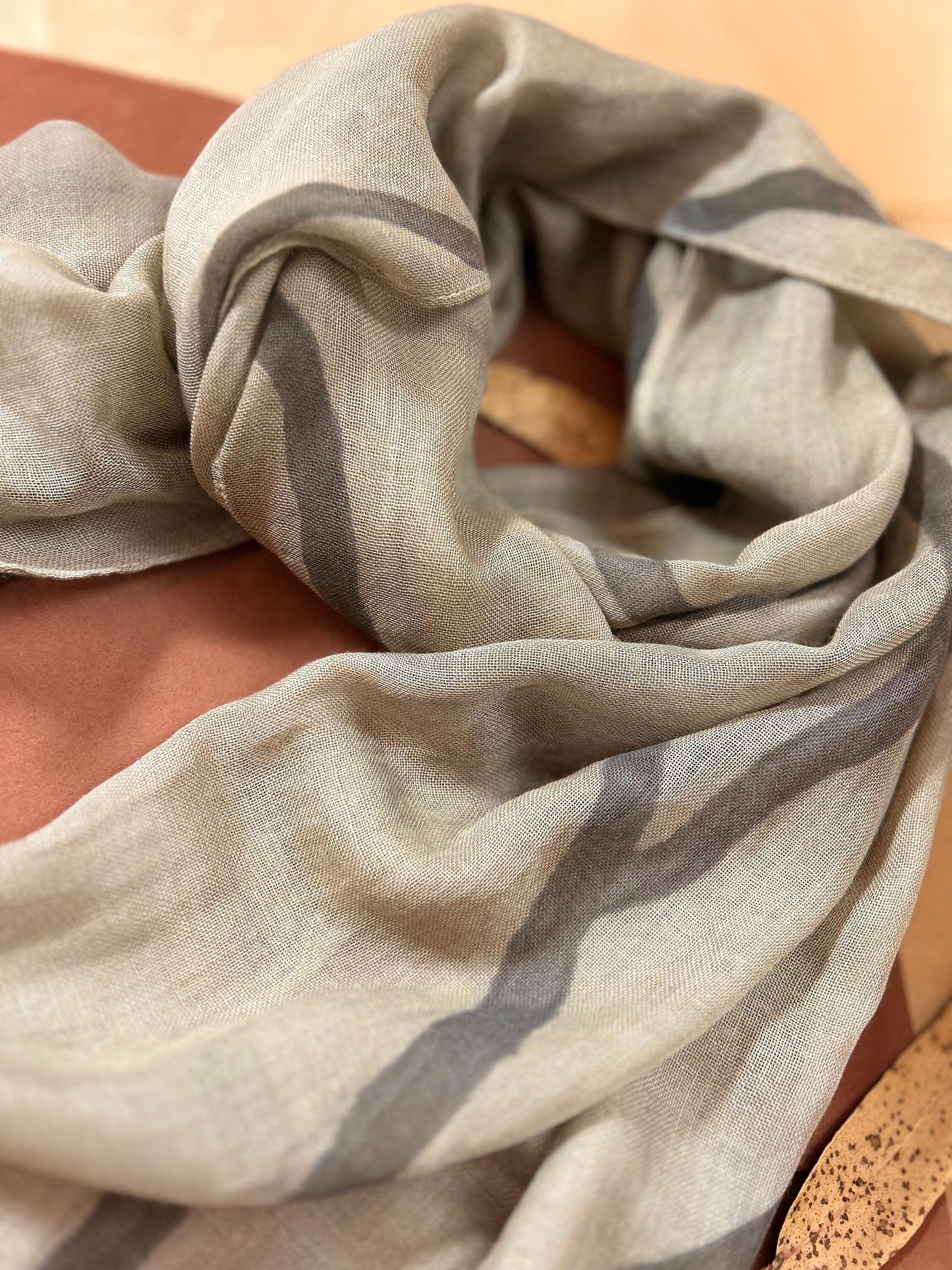 Custom Scarf - Wool and Silk - Green Roots