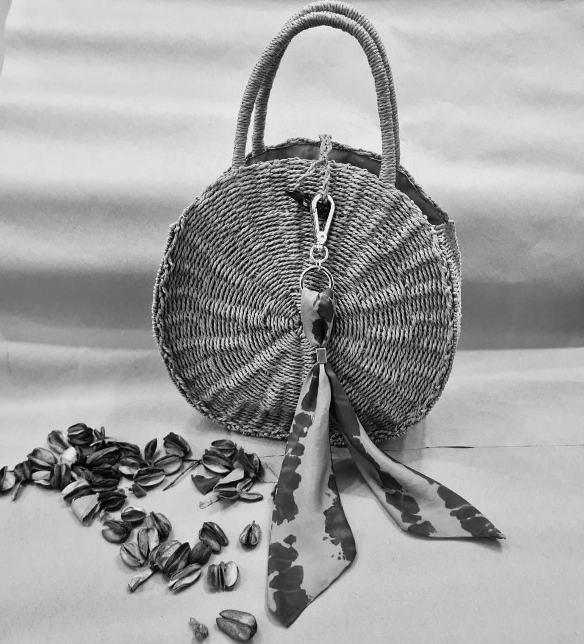Silk Scarf with Keychain black Logwood