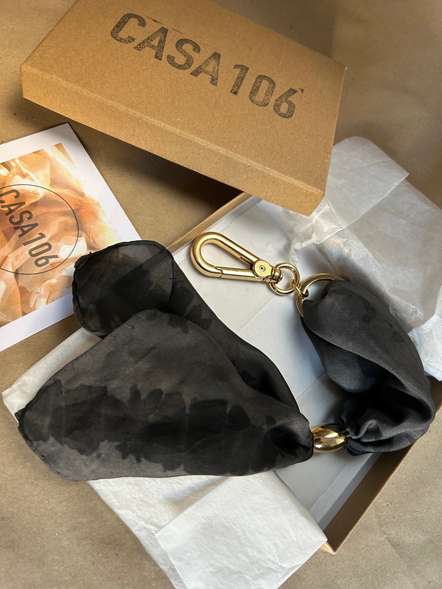 Silk Scarf with Keychain black Logwood