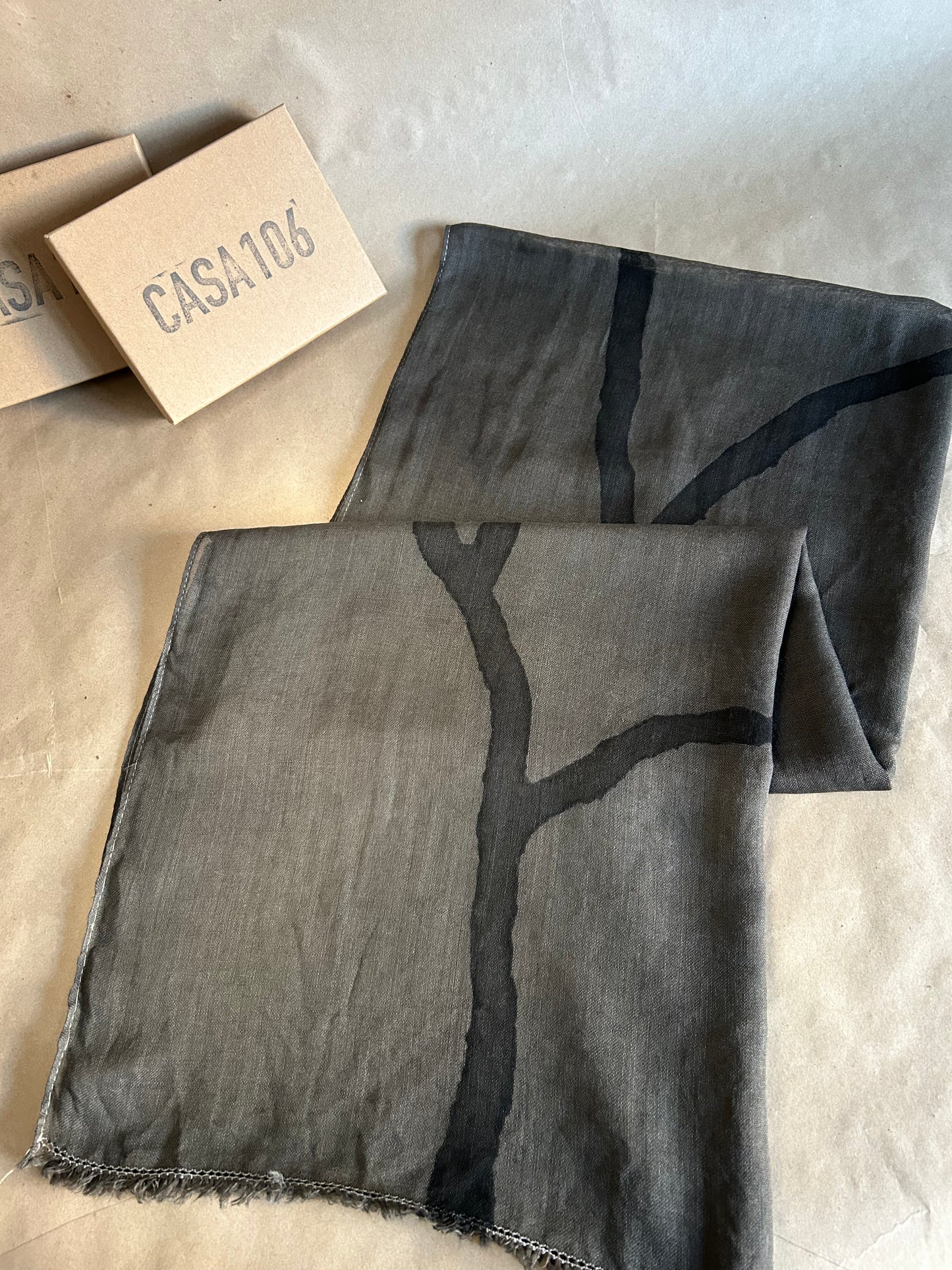Wool and Silk Scarf Gray Roots