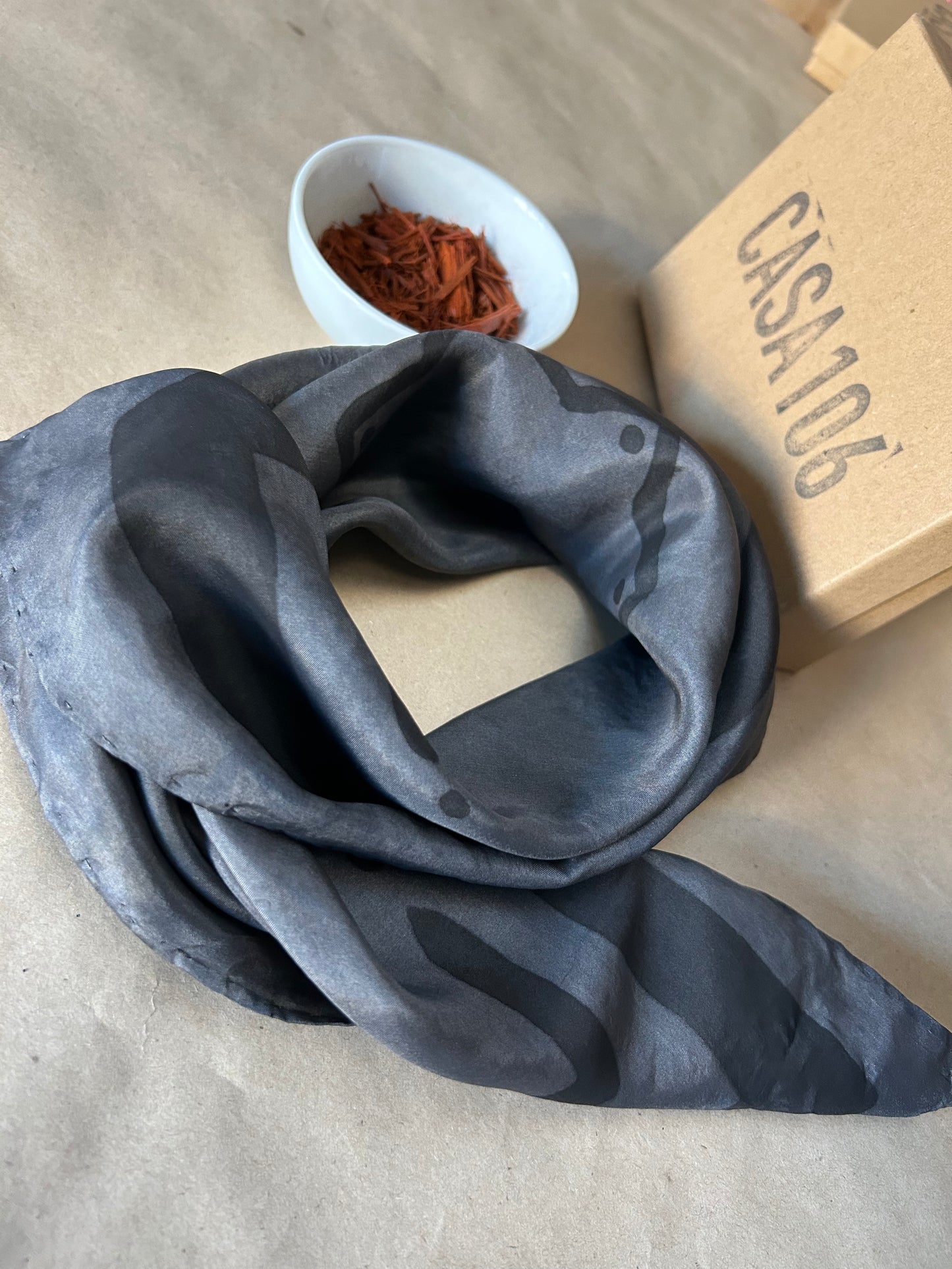 Silk Scarf Black Heart Chakra Mandala
