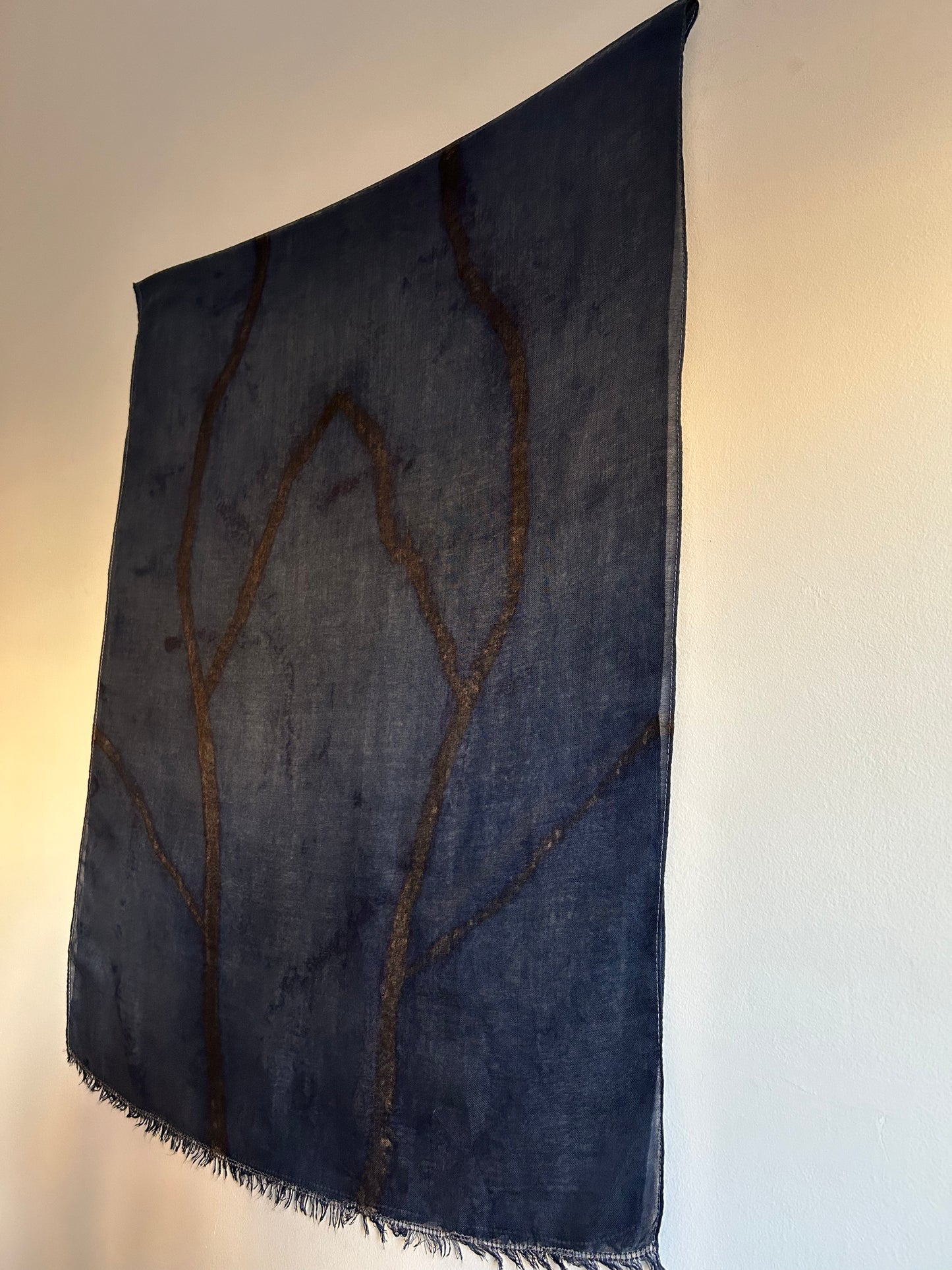 Custom Wool and Silk Scarf Marine Roots