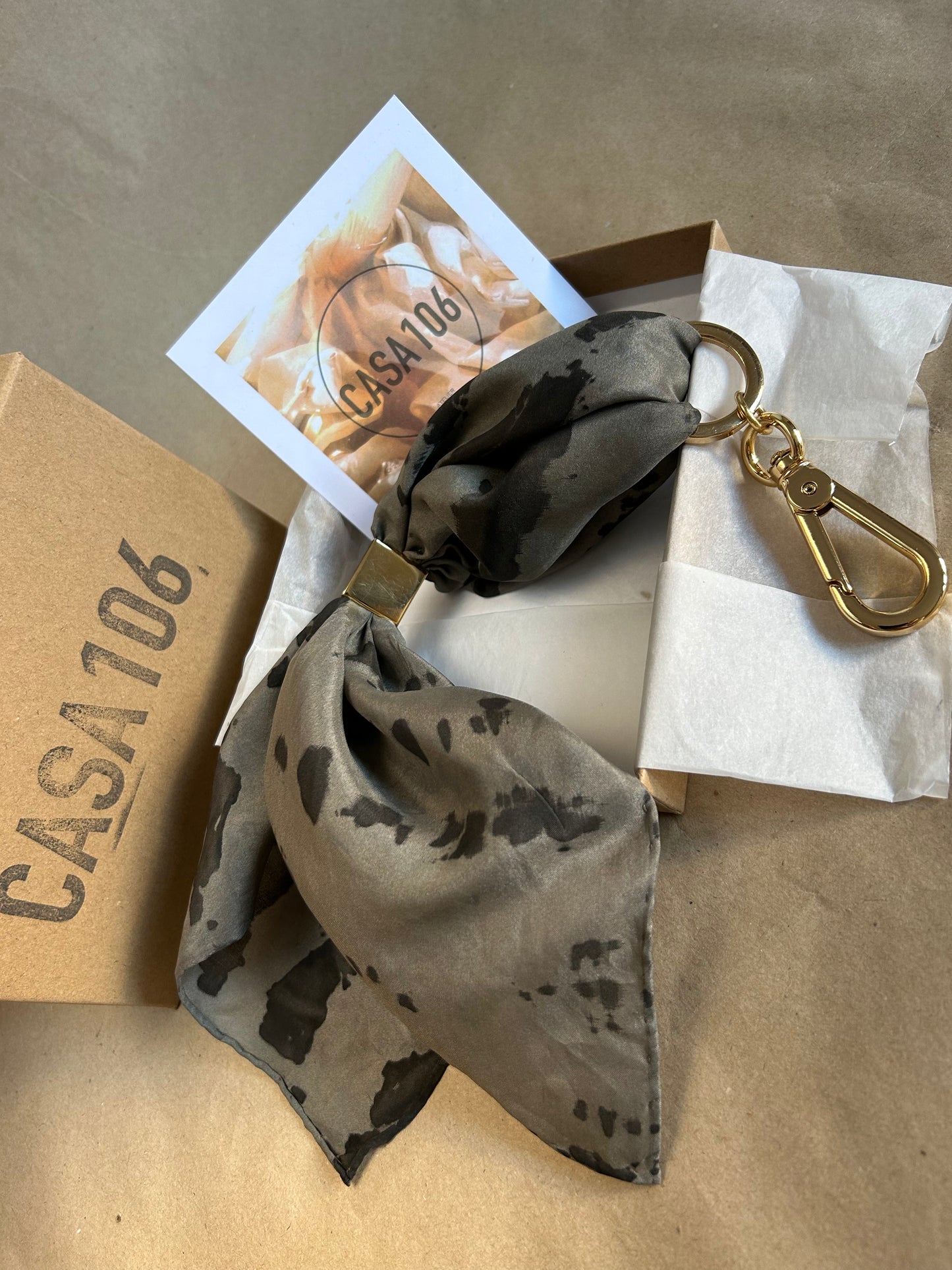 Silk Scarf with Keychain gray Logwood