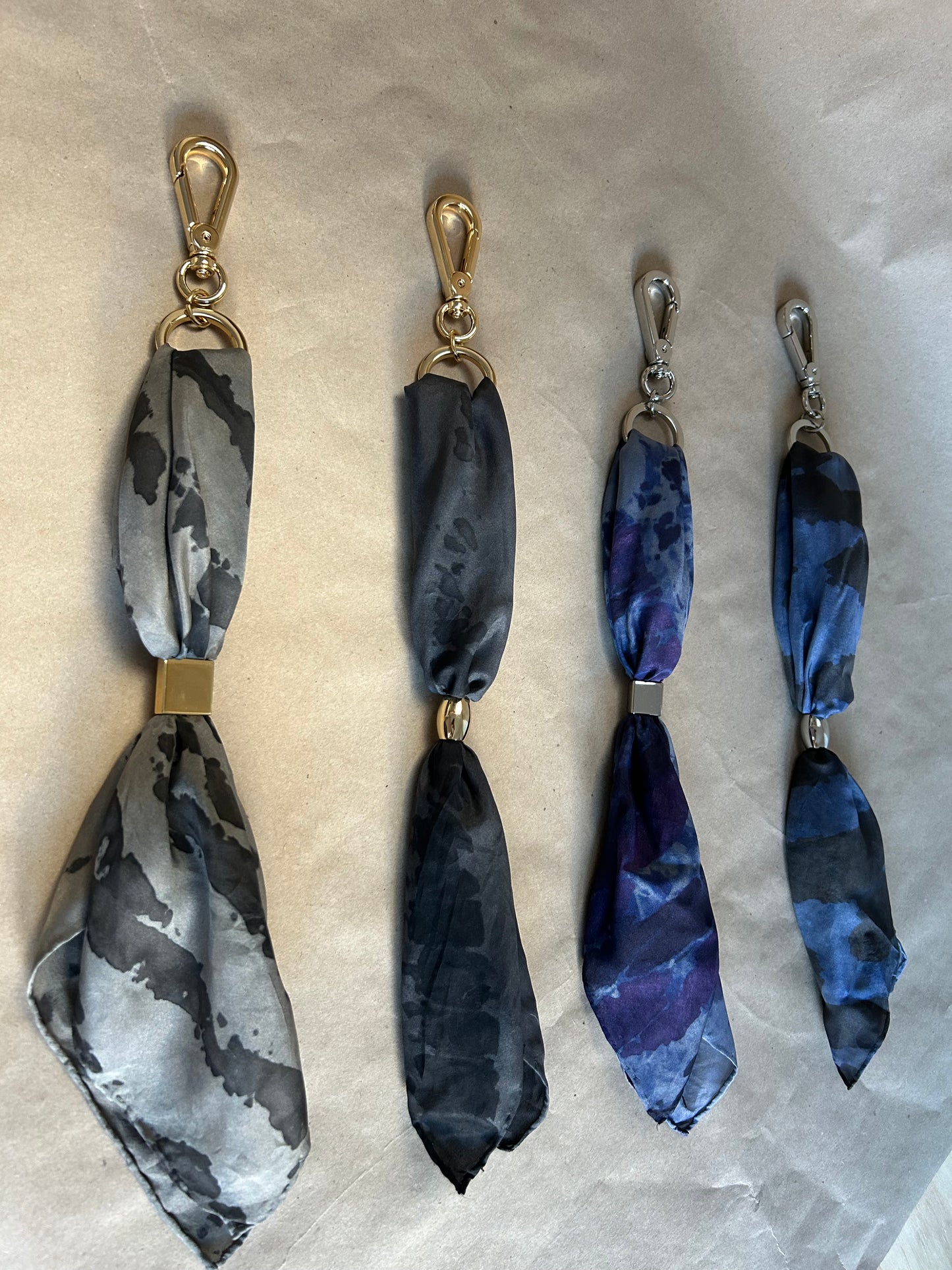 Silk Scarf with Keychain gray Logwood