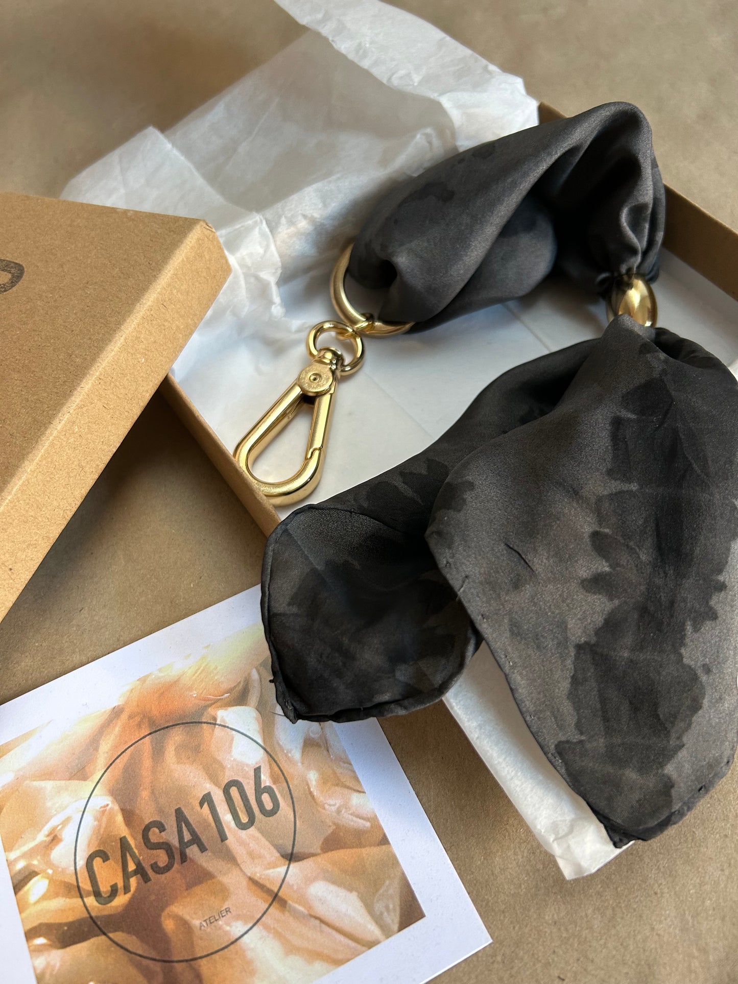 Silk Scarf with Keychain black Logwood