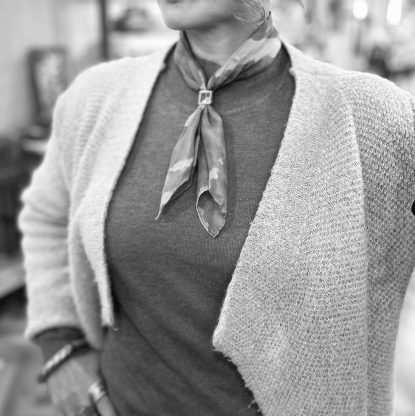 Silk Scarf with Keychain Green Mate Herb