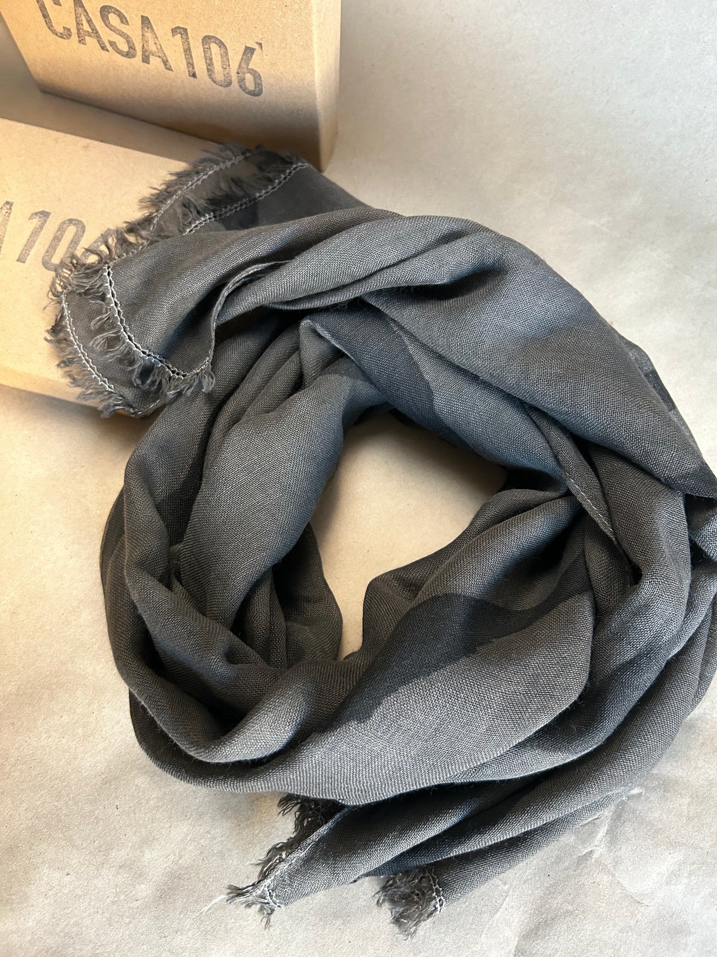 Wool and Silk Scarf Gray Roots