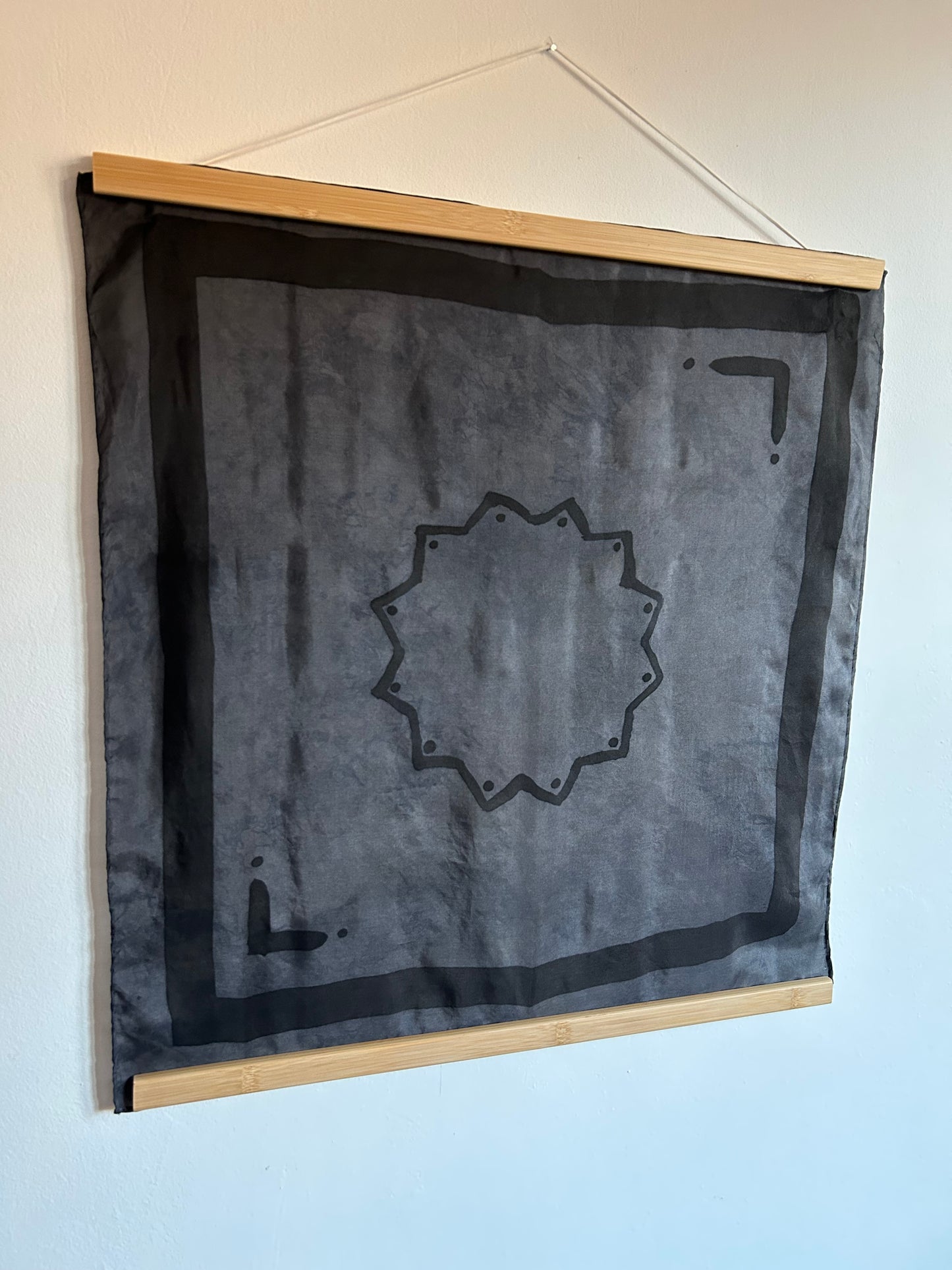 Silk Scarf Black Heart Chakra Mandala