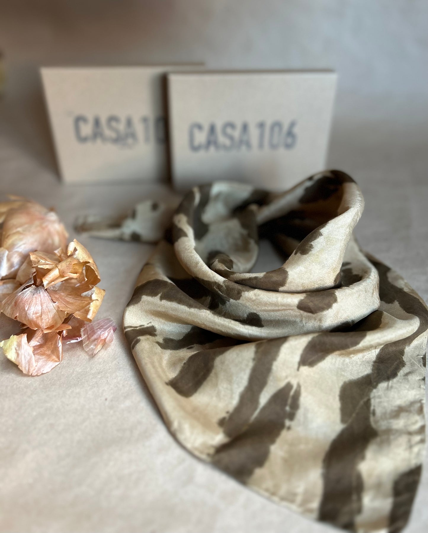 Silk Scarf Onion skin and gold