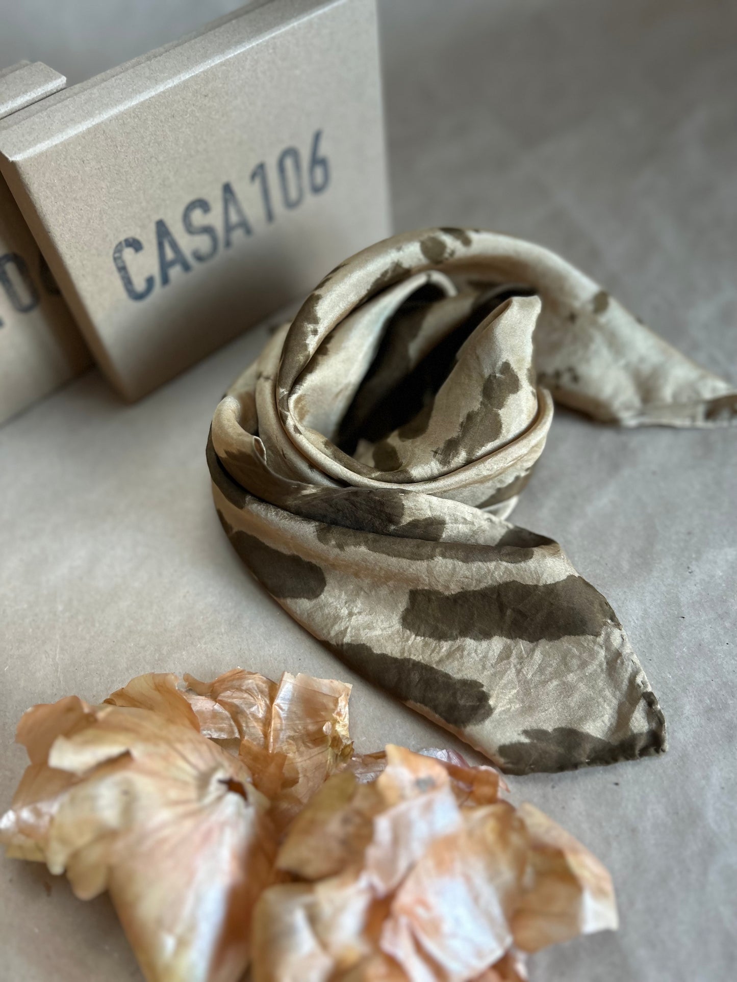 Silk Scarf Onion skin and gold