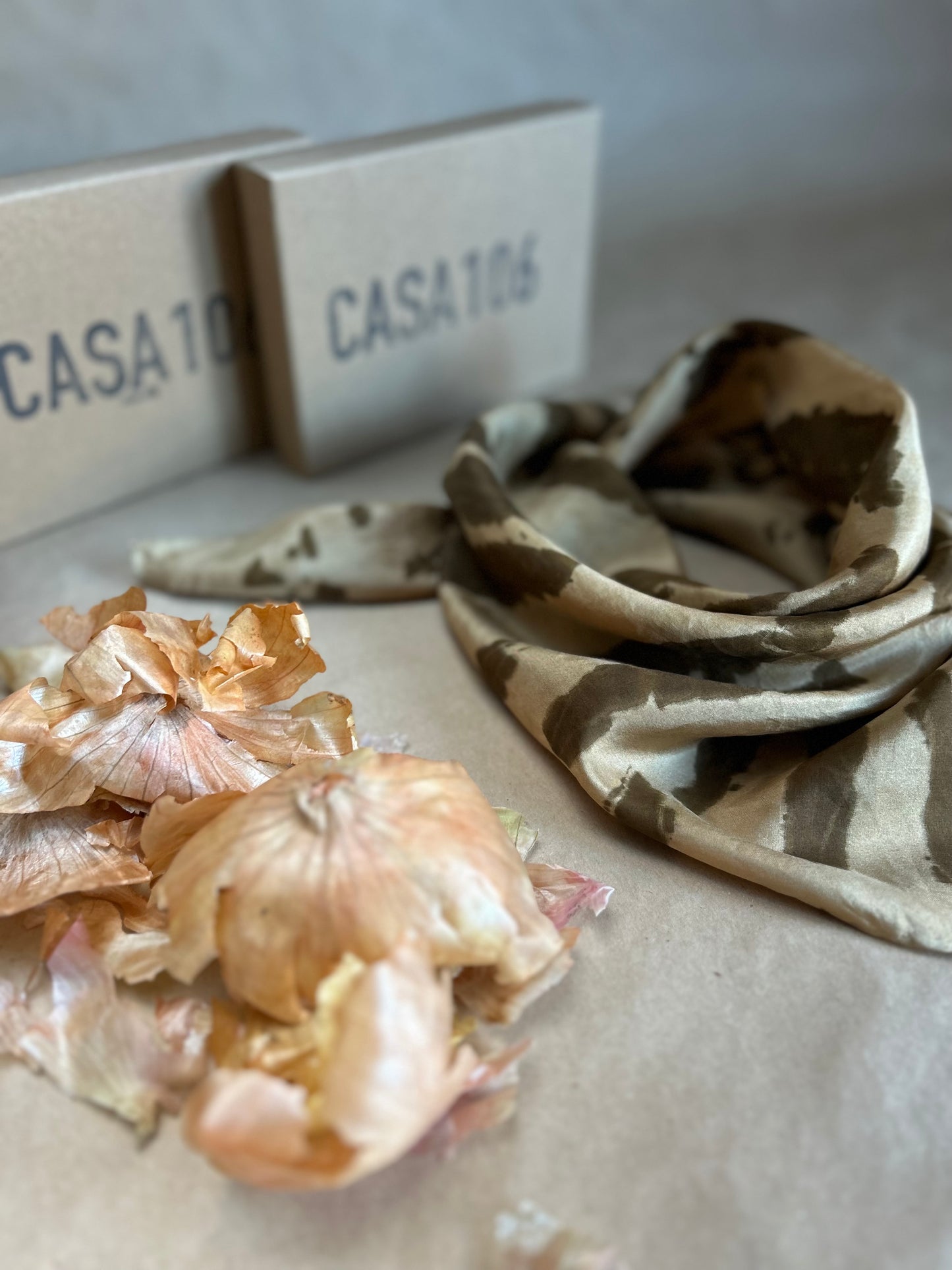 Silk Scarf Onion skin and gold
