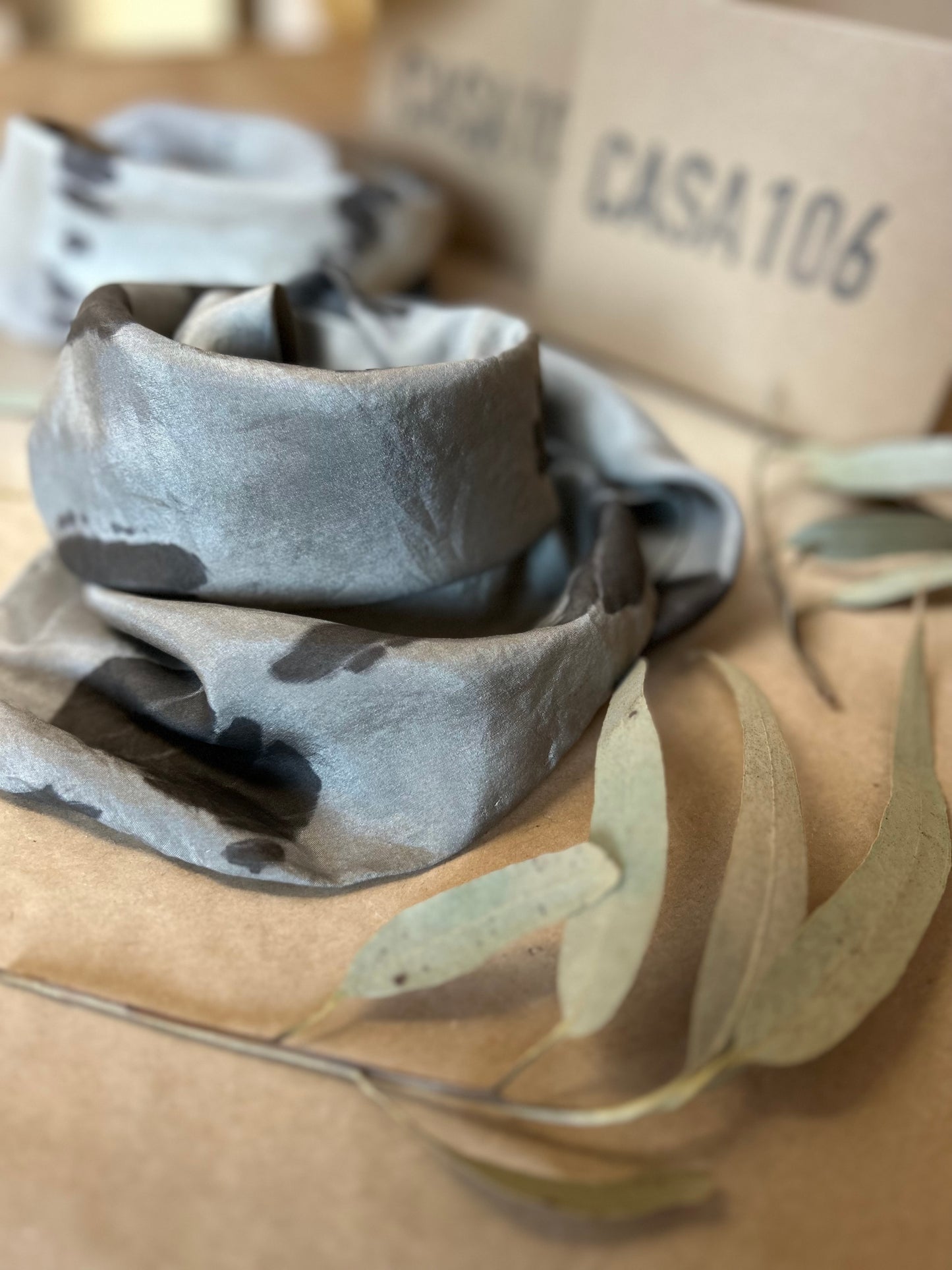 Silk Scarf Eucaliptos and iron