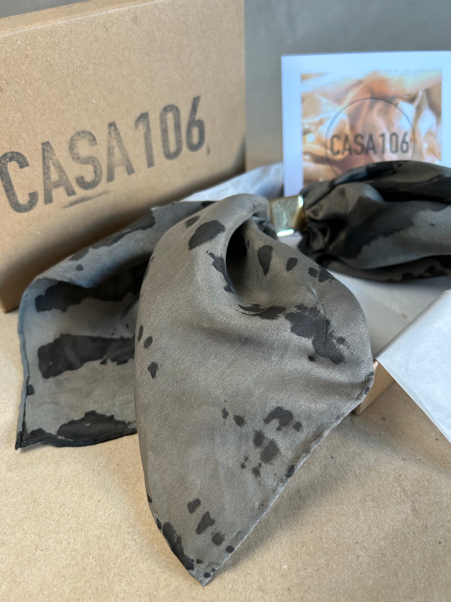 Silk Scarf with Keychain gray Logwood