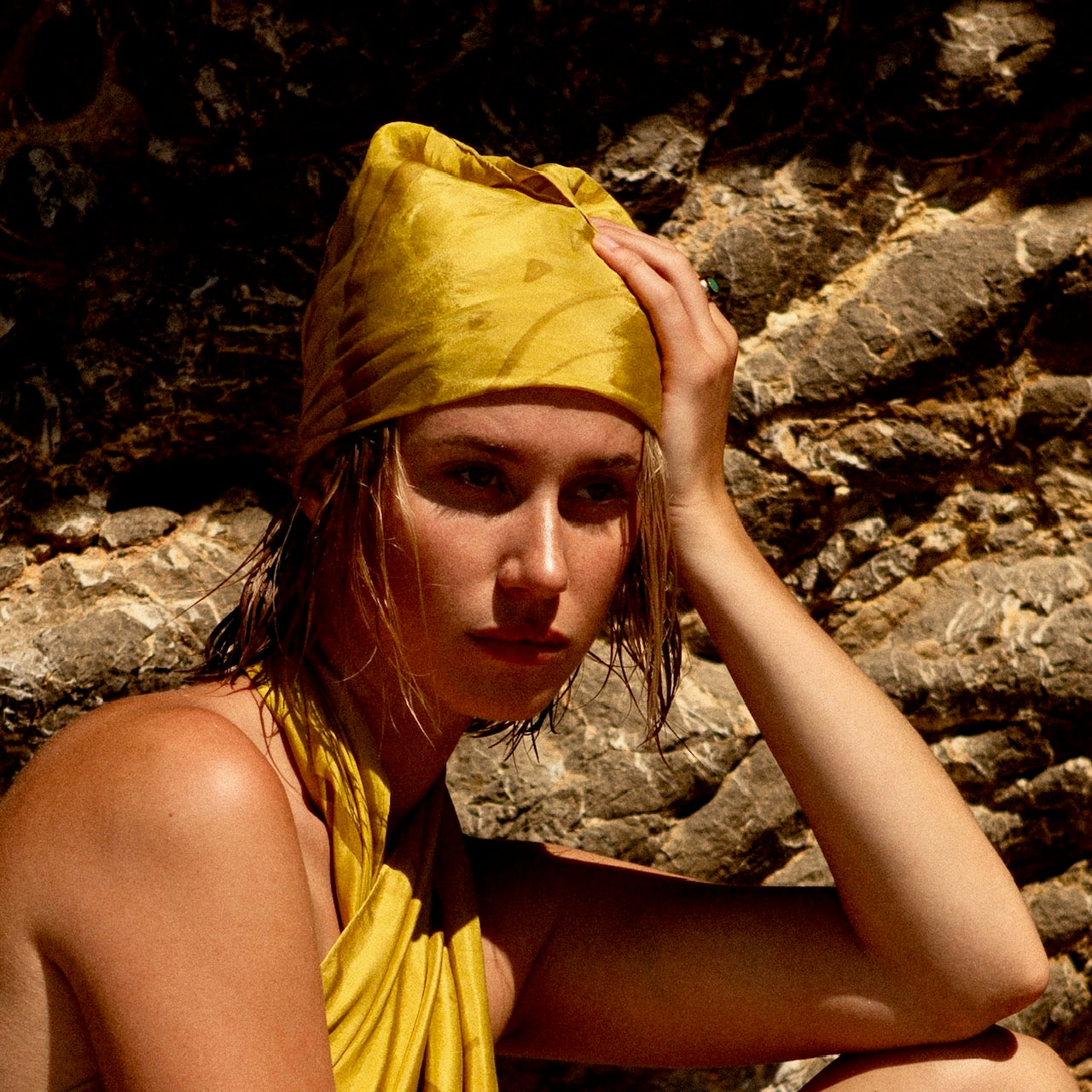 Silk Scarf Yellow Diamond