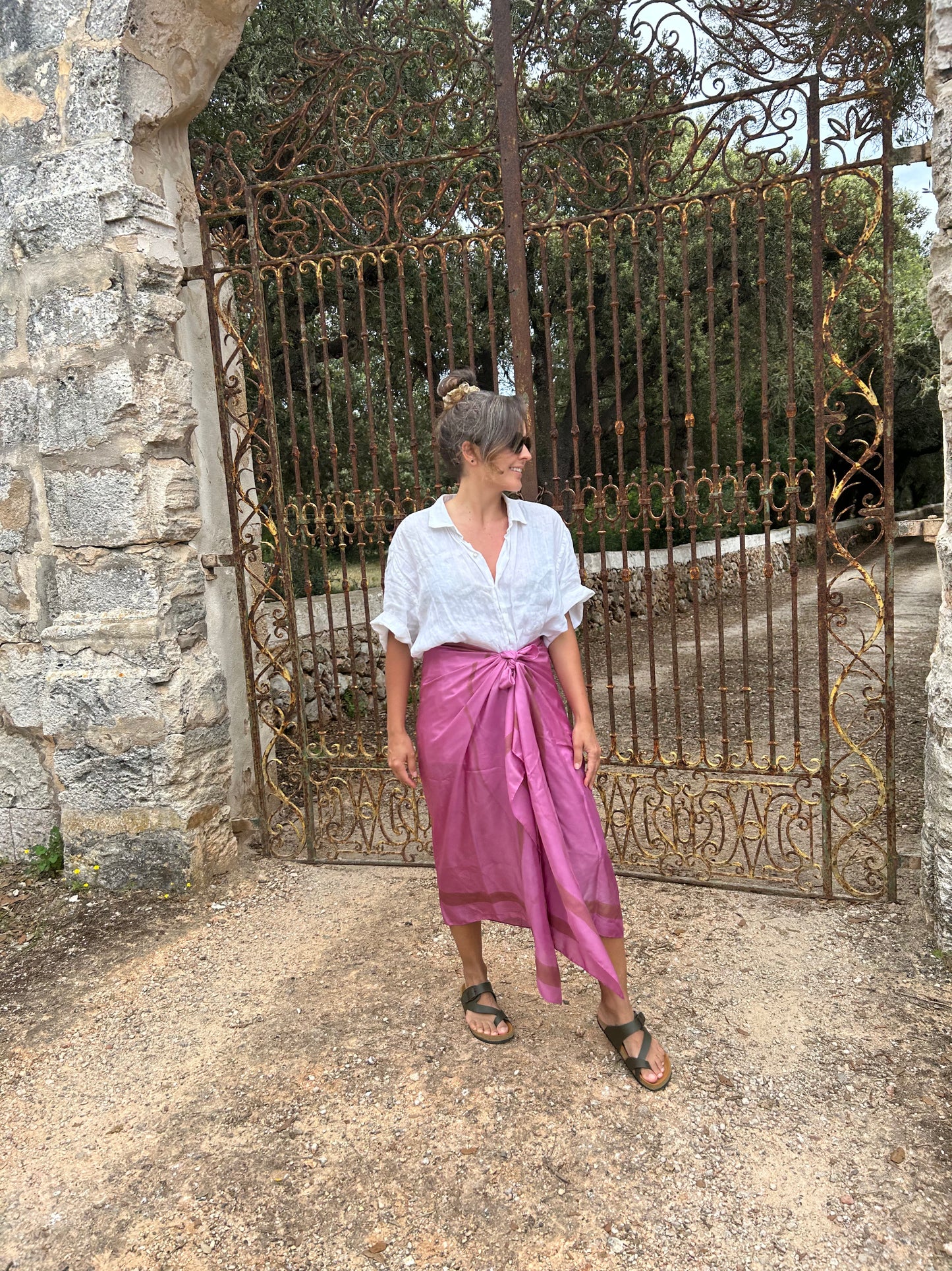 Silk Scarf Magenta Path