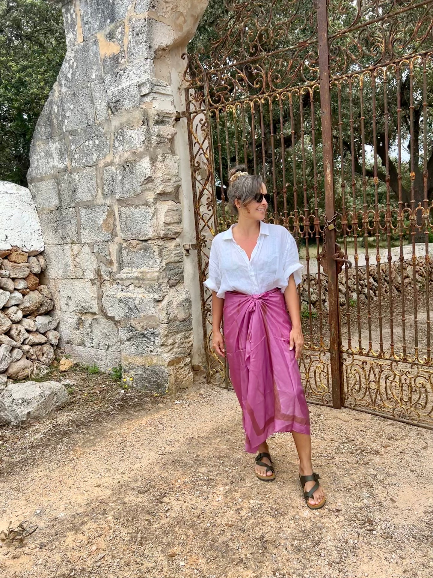 Silk Scarf Magenta Path