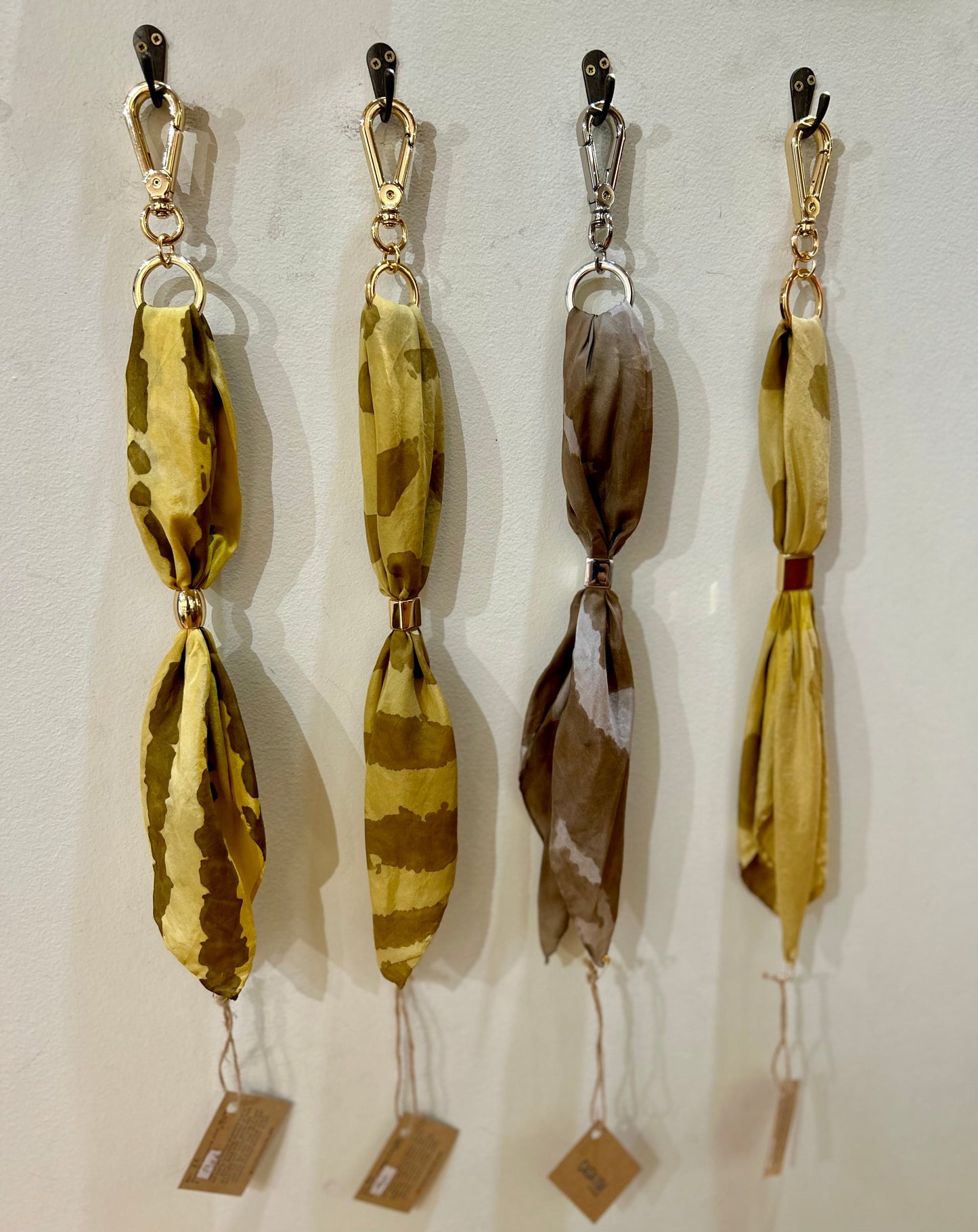 Silk Scarf with Keychain Yellow Tumeric and Onion Skin