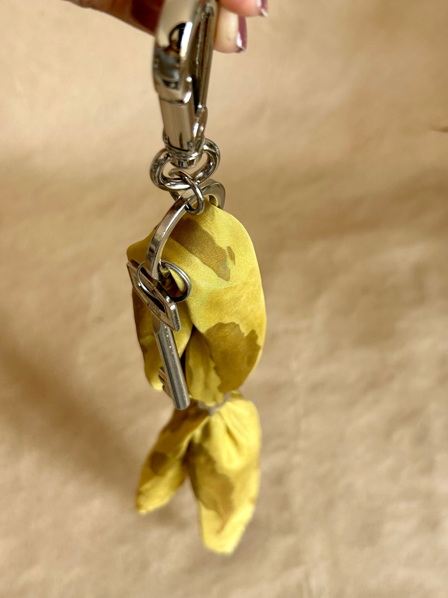Silk Scarf with Keychain Yellow Tumeric and Onion Skin