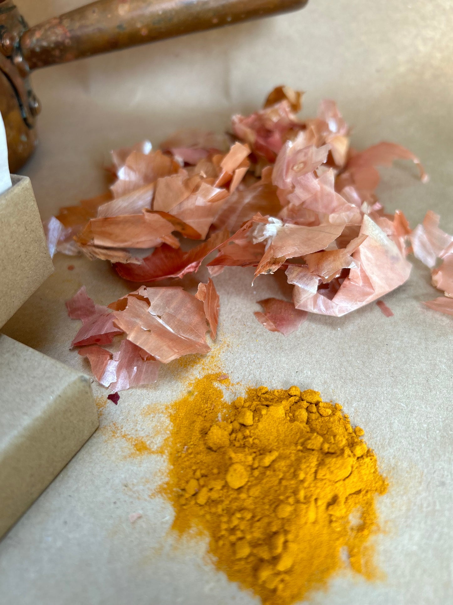 Silk Scarf with Keychain Yellow Tumeric and Onion Skin