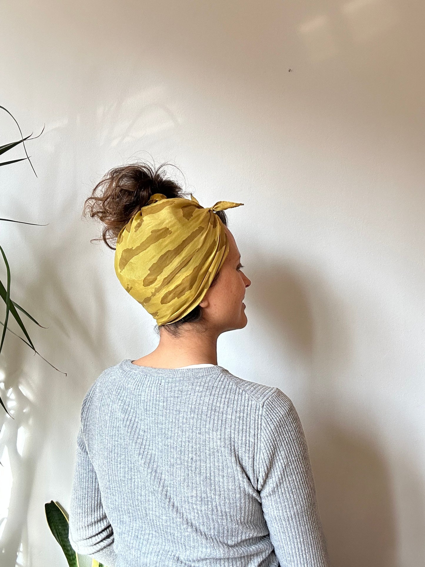 Silk Scarf with Keychain Yellow Tumeric and Onion Skin