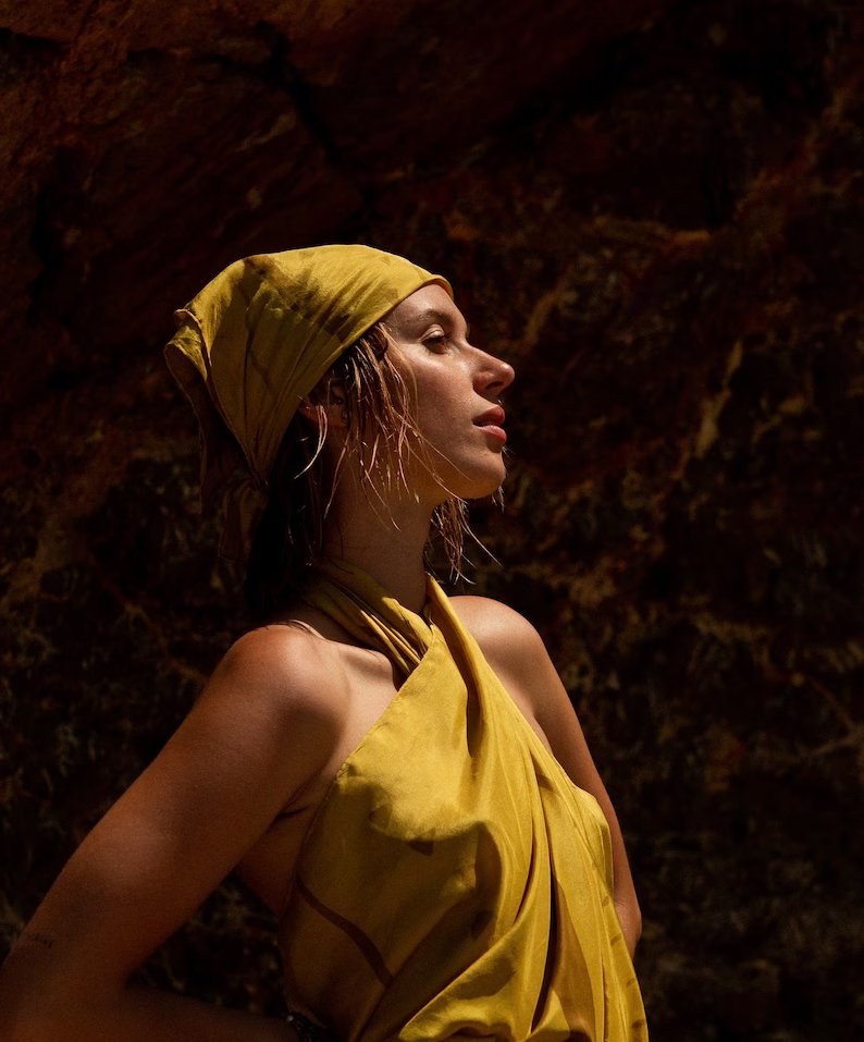 Silk Scarf Yellow Diamond