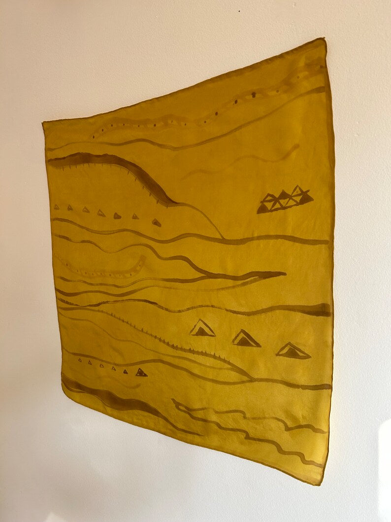 Silk Scarf Yellow Path