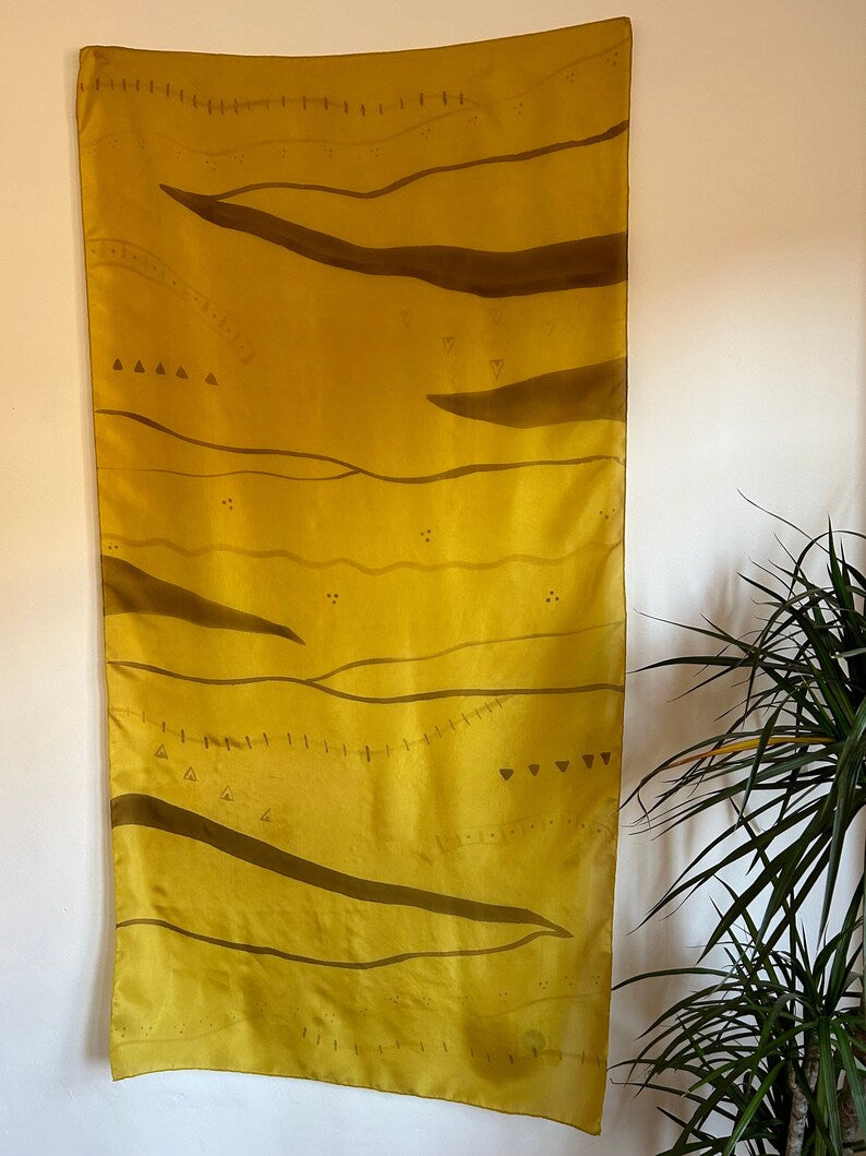 Silk Scarf Yellow Path