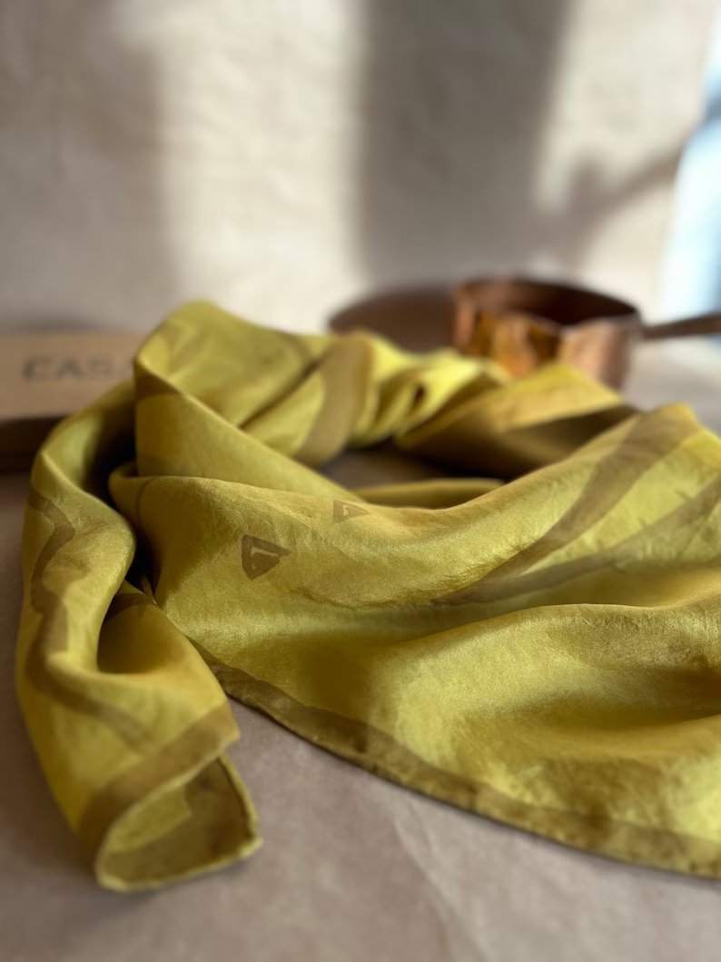 Custom Silk Scarf Square Yellow Path