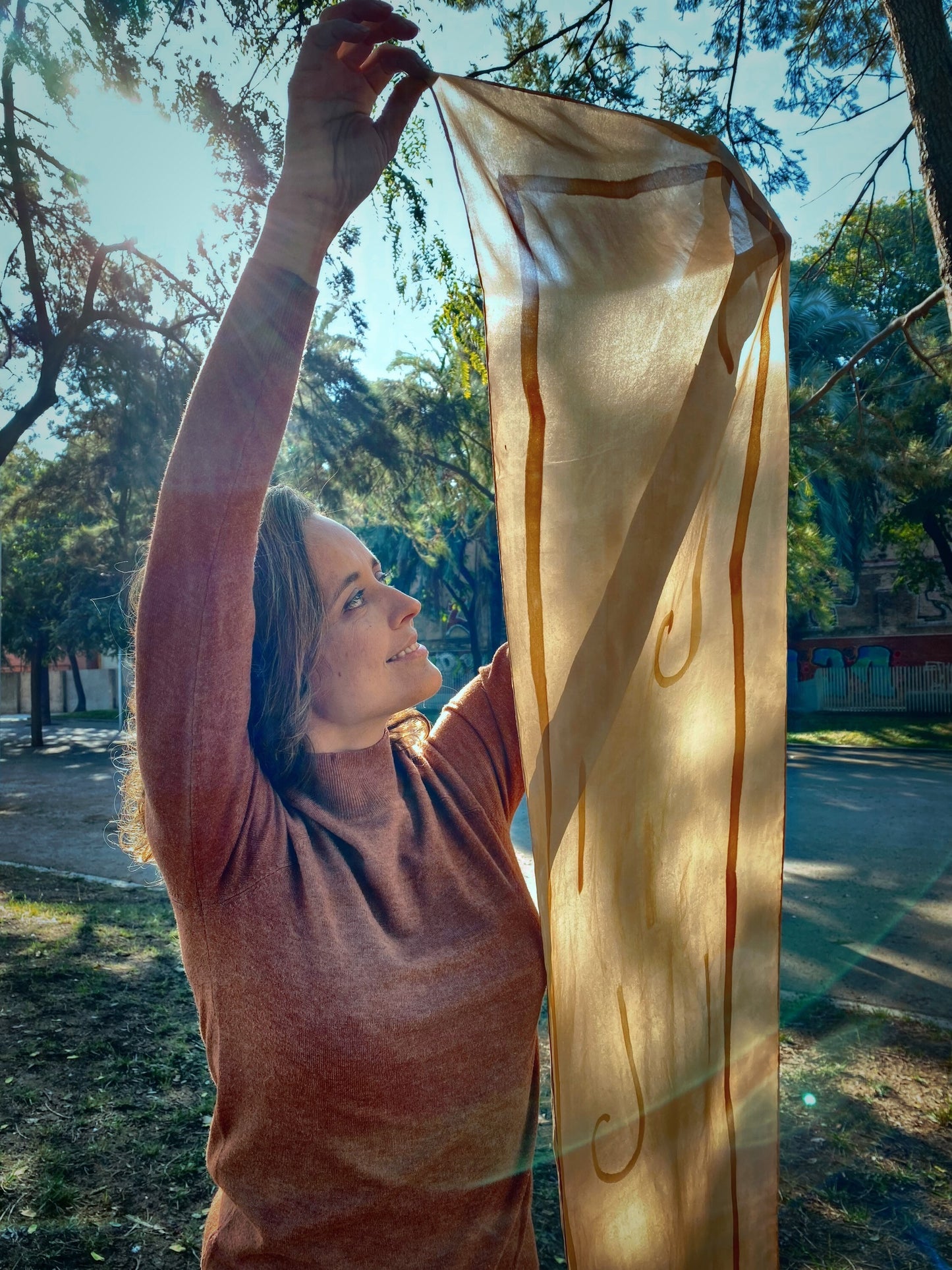 Silk Scarf Four Elements Fire Mangaba and Catuaba