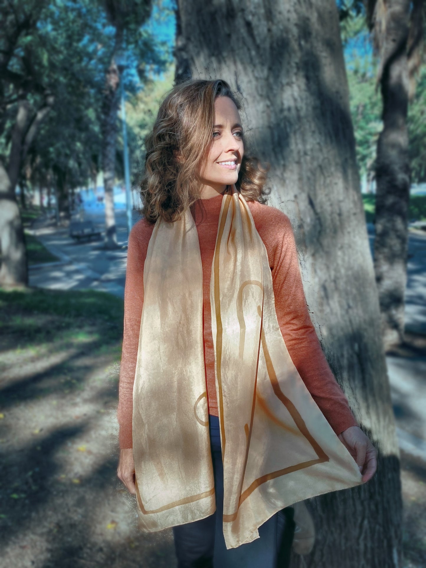 Silk Scarf Four Elements Fire Mangaba and Catuaba
