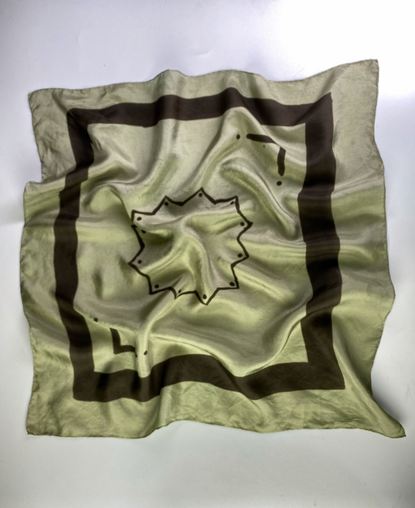 Custom Silk Scarf Green Heart Chakra Mandala