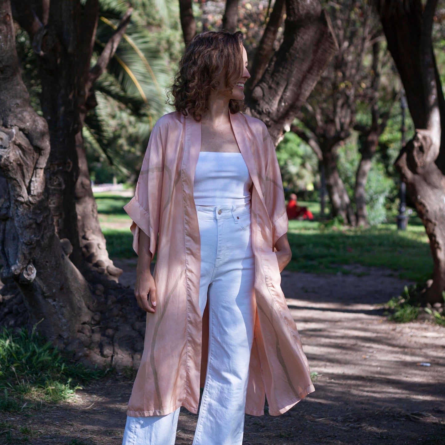 Custom Peignoir Kimono Salmon Roots