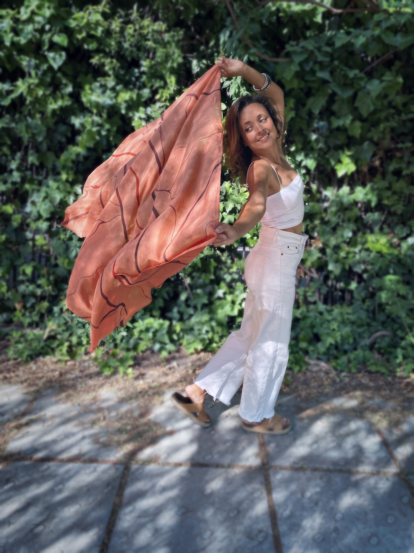 Custom Big Silk Scarf Roots Boho