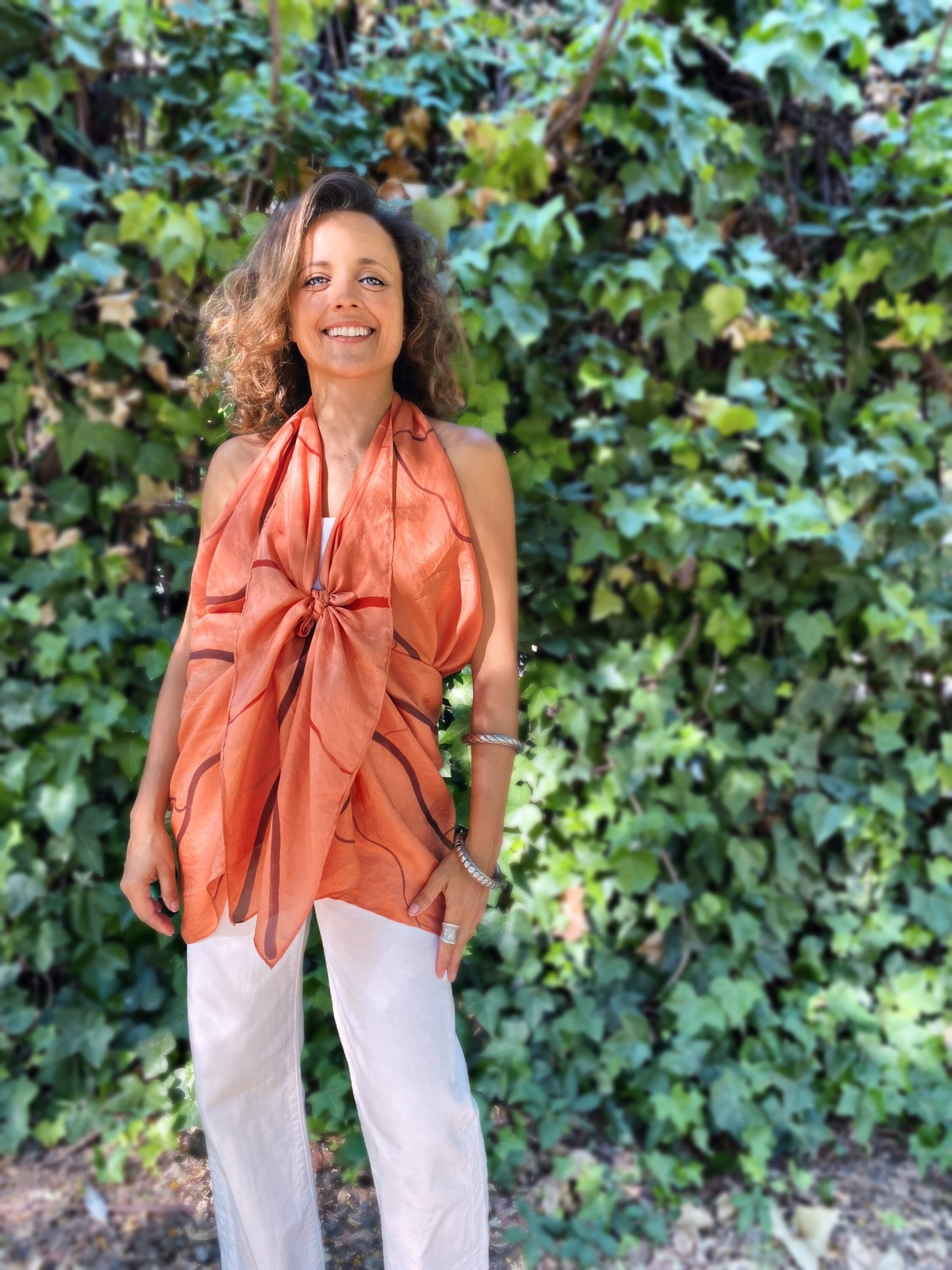 Custom Big Silk Scarf Roots Boho