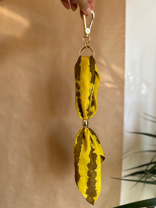 Silk Scarf Dots with Keychain Yellow Tumeric and Onion Skin