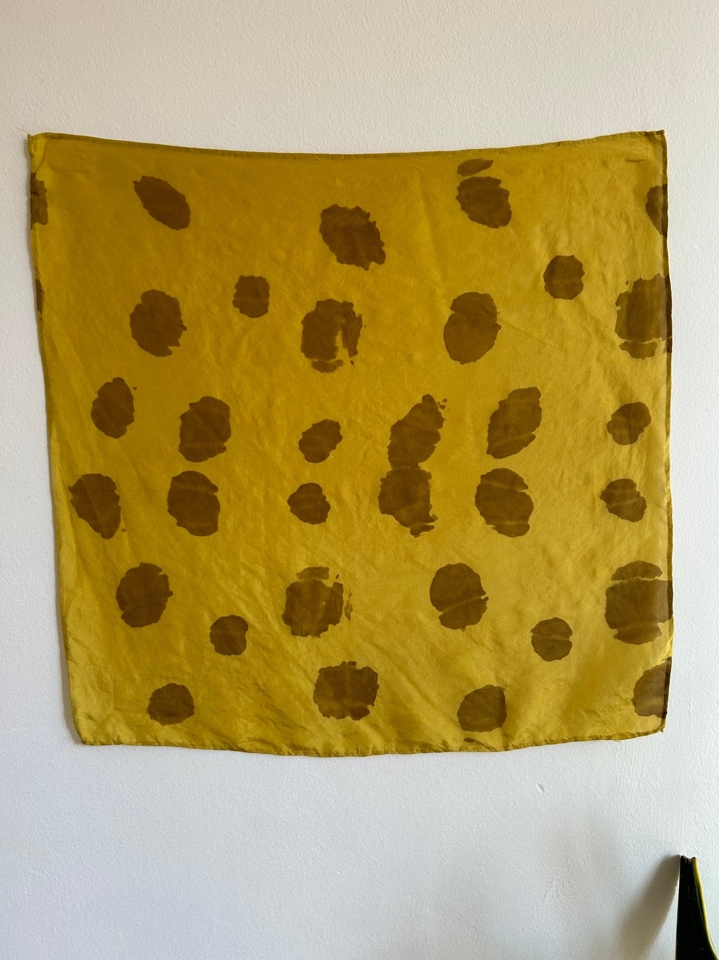 Silk Scarf Dots with Keychain Yellow Tumeric and Onion Skin