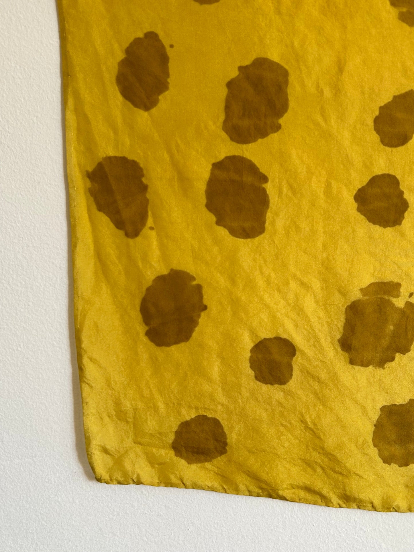 Silk Scarf Dots with Keychain Yellow Tumeric and Onion Skin