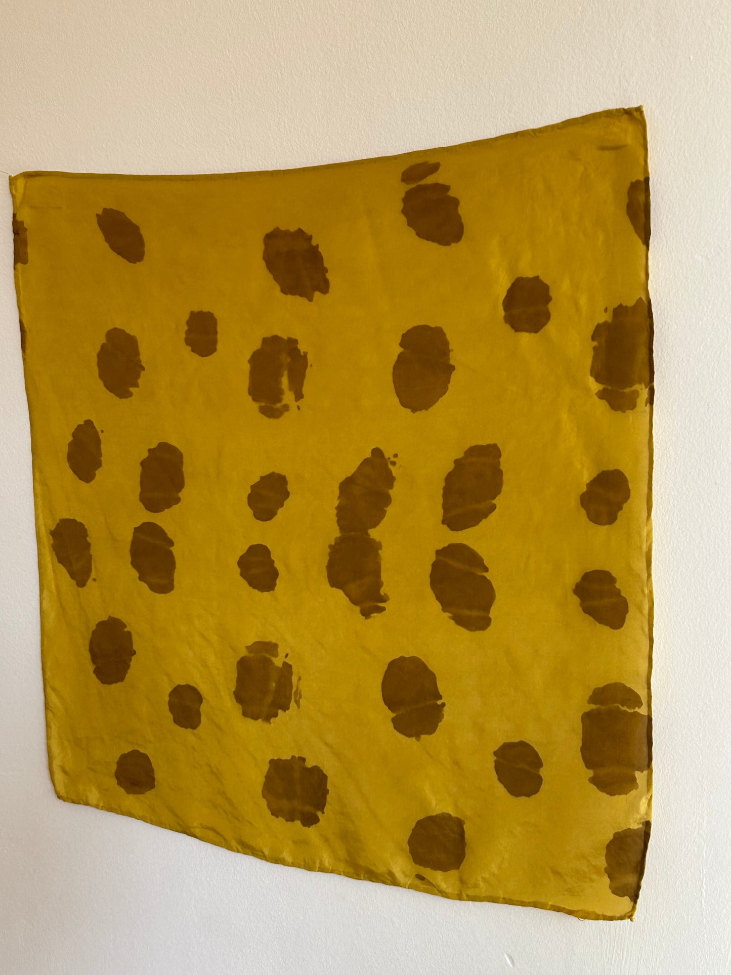 Silk Scarf Dots with Keychain Yellow Tumeric and Onion Skin