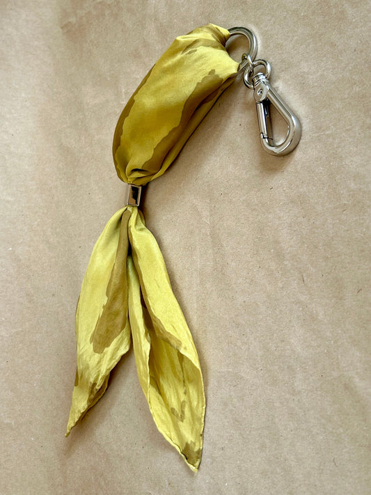 Silk Scarf with Keychain Yellow Tumeric and Onion Skin